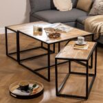 nesting coffee table Set of 3 modern coffee tables in varying sizes and designs, showcasing elegant craftsmanship and contemporary style
