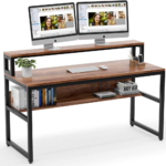 Study Workstation with Open Bookshelf for Home Office