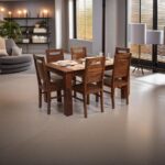 Solid Wood Dining Table Set With 6 Chairs In Natural Finish