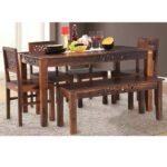 Solid Wood Dining Table and Chair Set with Bench