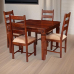 Handcrafted Solid Wood Square Dining Table and Chair Set