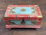 Priti Small Red Distressed Wooden Trunk