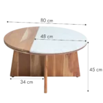 Priti Round coffee table in acacia wood and marble