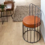 Priti leather and metal armchair